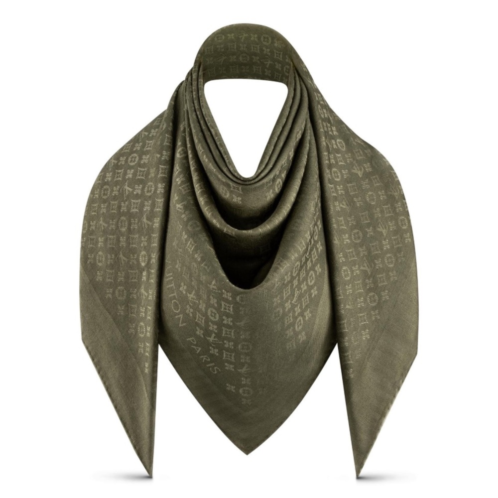 Louis Vuitton Olive Green Evermore Shawl - Brand New in Box